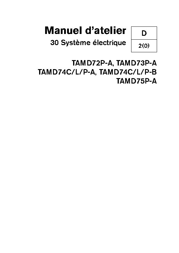 7743717 M.ATELIER D72P-A, D73P-A, D74C-L-P, -A -B, TAMD75P-A Système électrique